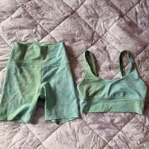 Beach Riot Blue and Mint Green Activewear Short Set